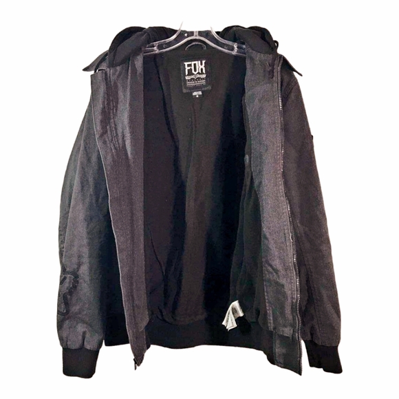 Men's *Black FOX Racing Hoodie Jean Jacket (size M) - Picture 5 of 9